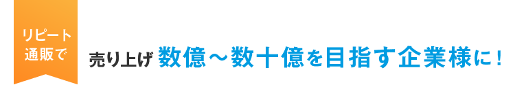 リピート通販で売り上げ数億～数十億を目指す企業様に